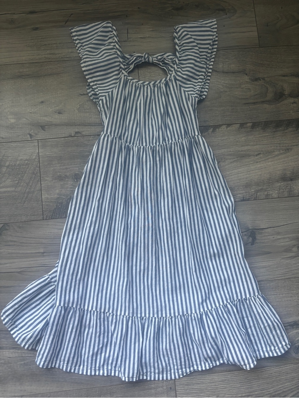 Universal Thread Blue and White Striped Tie-Back Sundress